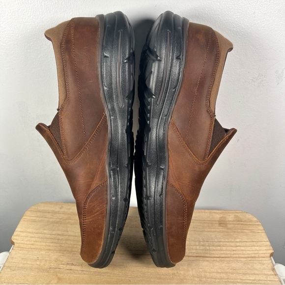 Skechers Glides Calculus Relaxed Fit Memory Foam Slip On Loafer Brown Leather 15 - Picture 6 of 7